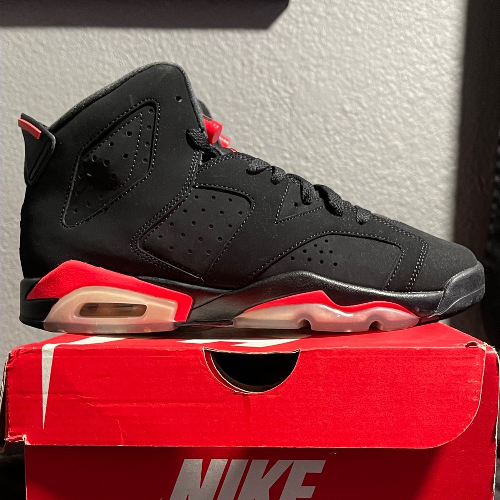 Jordan Black and Red High-Top Basketball Sneakers